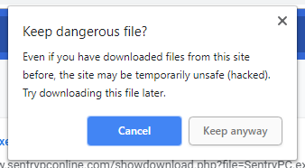 chrome blocked download discard